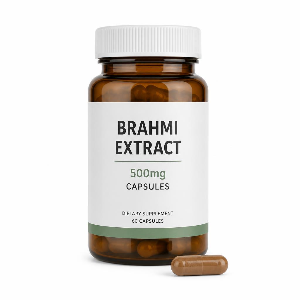 Brahmi standardized extract capsules 500mg bottle