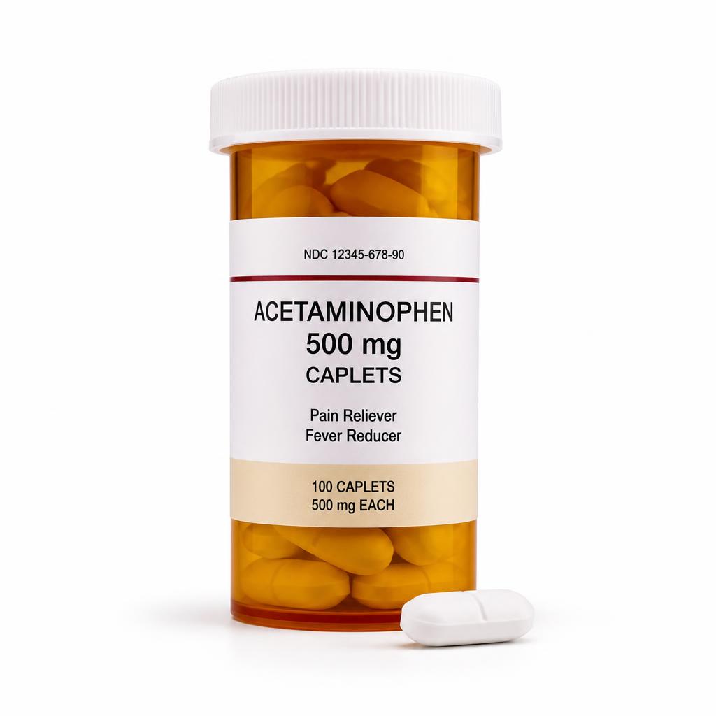 Tylenol Extra Strength 500mg bottle and caplets